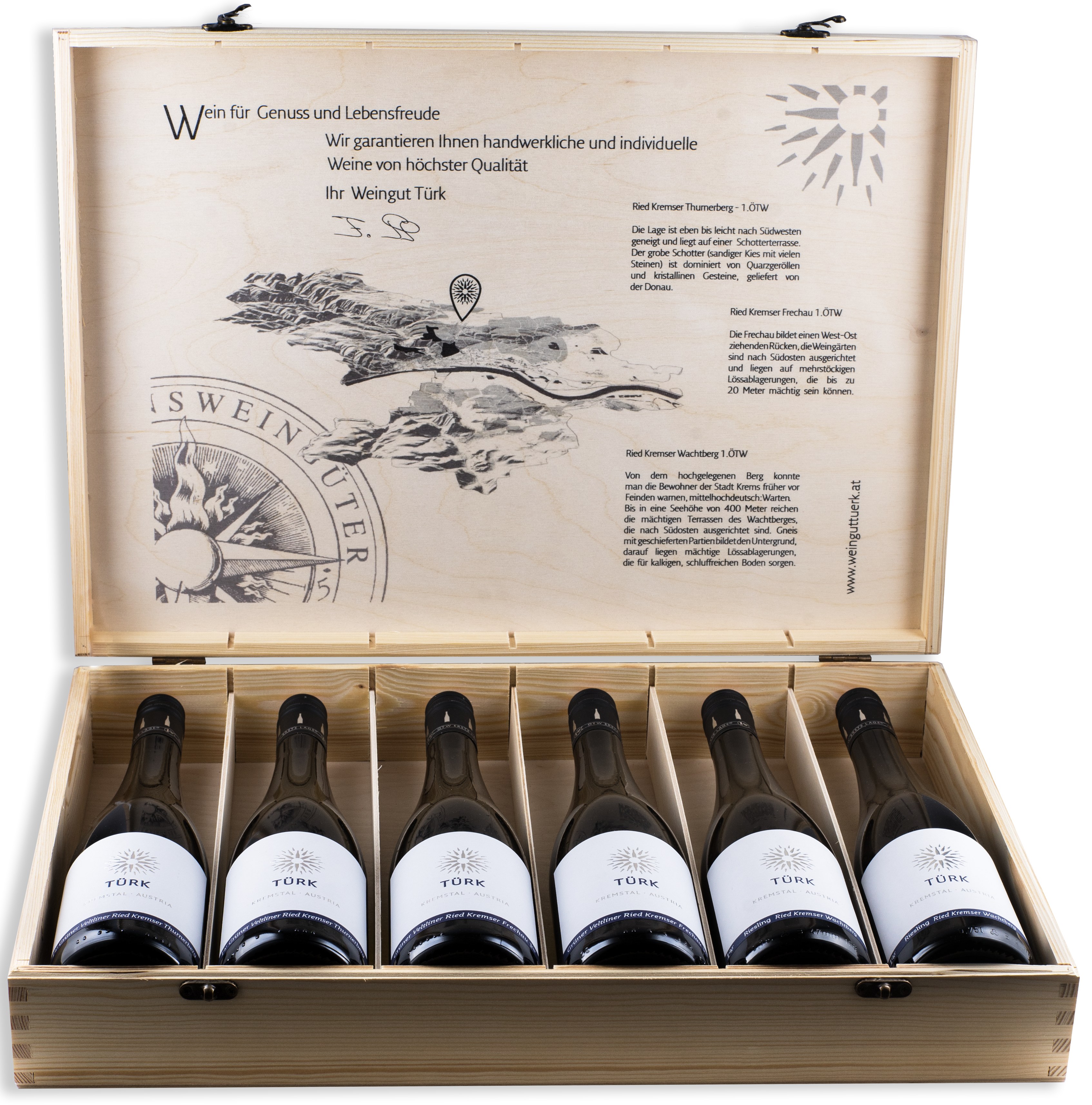 Erste Lagen Holzkiste - 6 Flaschen